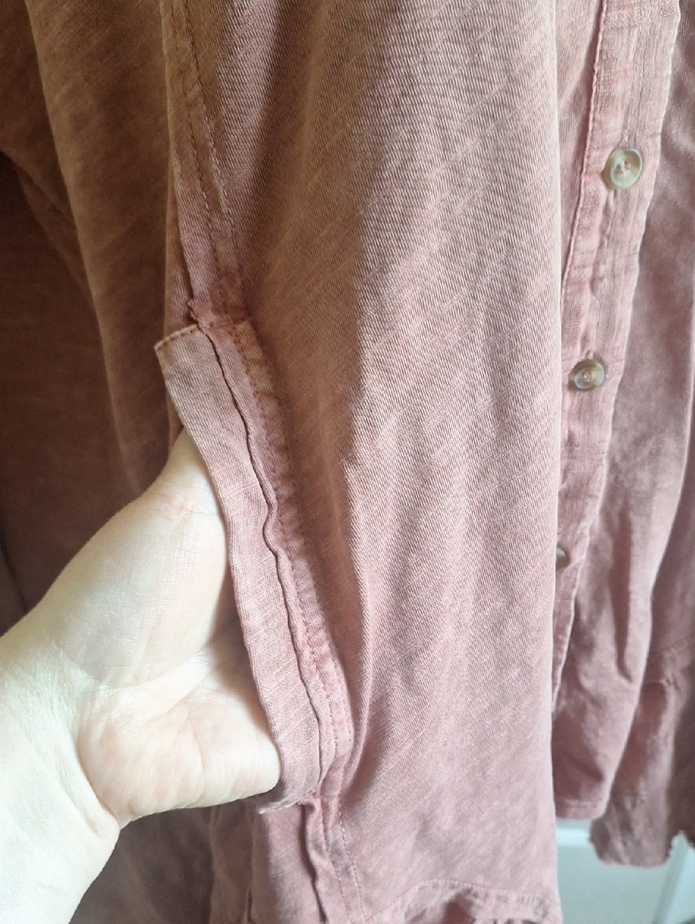 Easel Peplum Antique Rose Hem Style Cotton button-front Shirt Easel Size M - Picture 7 of 13